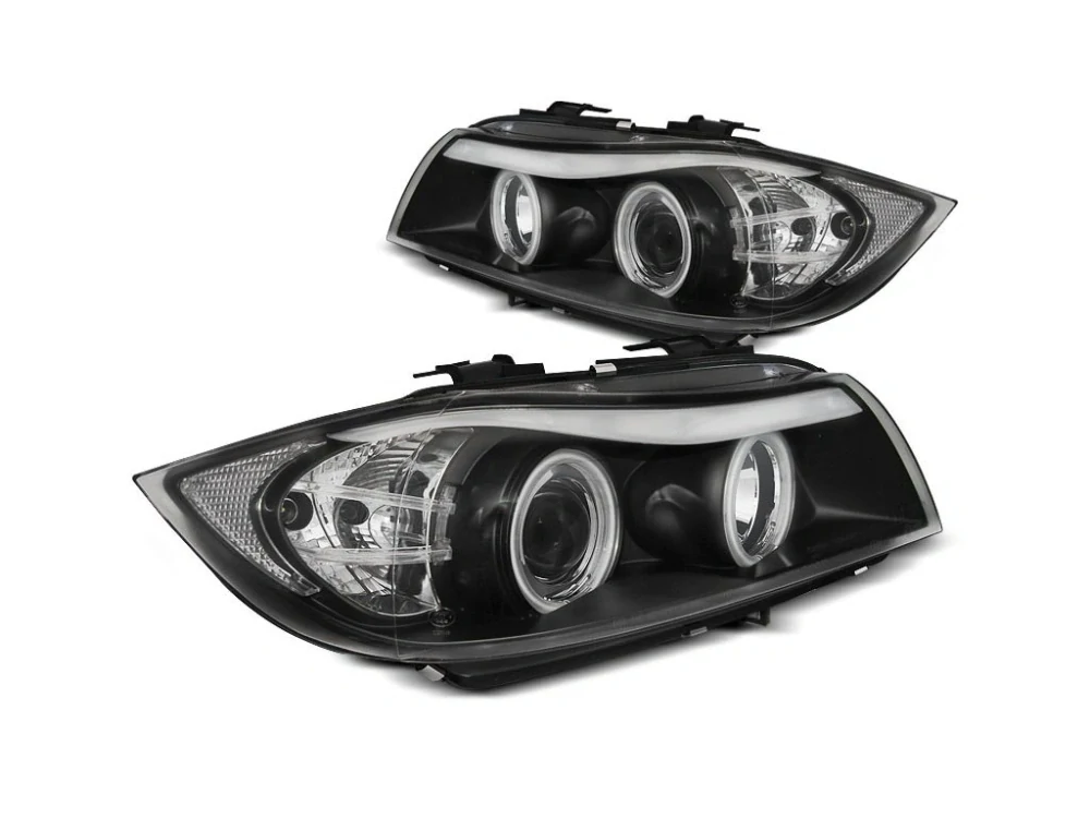 Přední světla BMW E90, E91 03.05-08.08 Angel Eyes CCFL - černé H7+H1