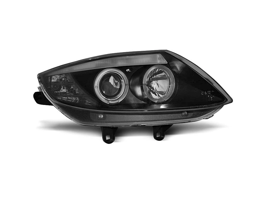 PŘEDNÍ SVĚTLOMETY BMW Z4, 2002-2008, ANGEL EYES, ČERNÉ BLACK, S MOTORKY