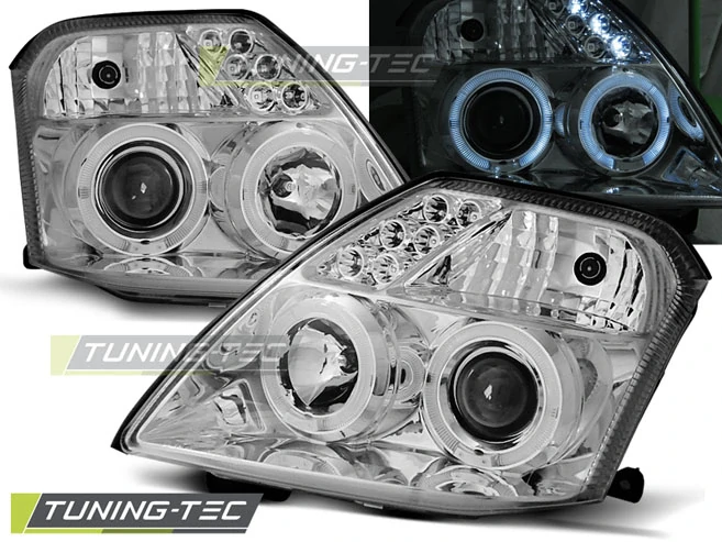 Přední světla Citroen C2, 2003-2010, Angel Eyes, chrom