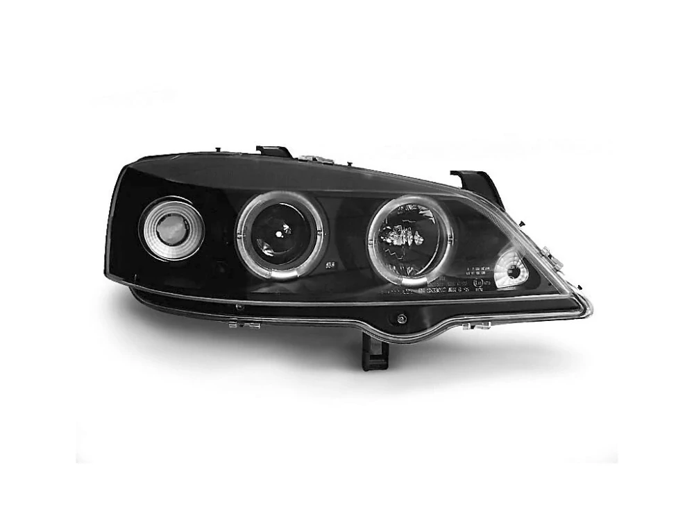 PŘEDNÍ SVĚTLOMETY, SVĚTLA, LAMPY OPEL ASTRA G, 1998-2004, ANGEL EYES, ČERNÉ BLACK