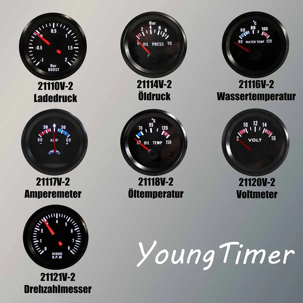 Přídavný tlakoměr oleje - Youngtimer Rally - s LED podsvícením