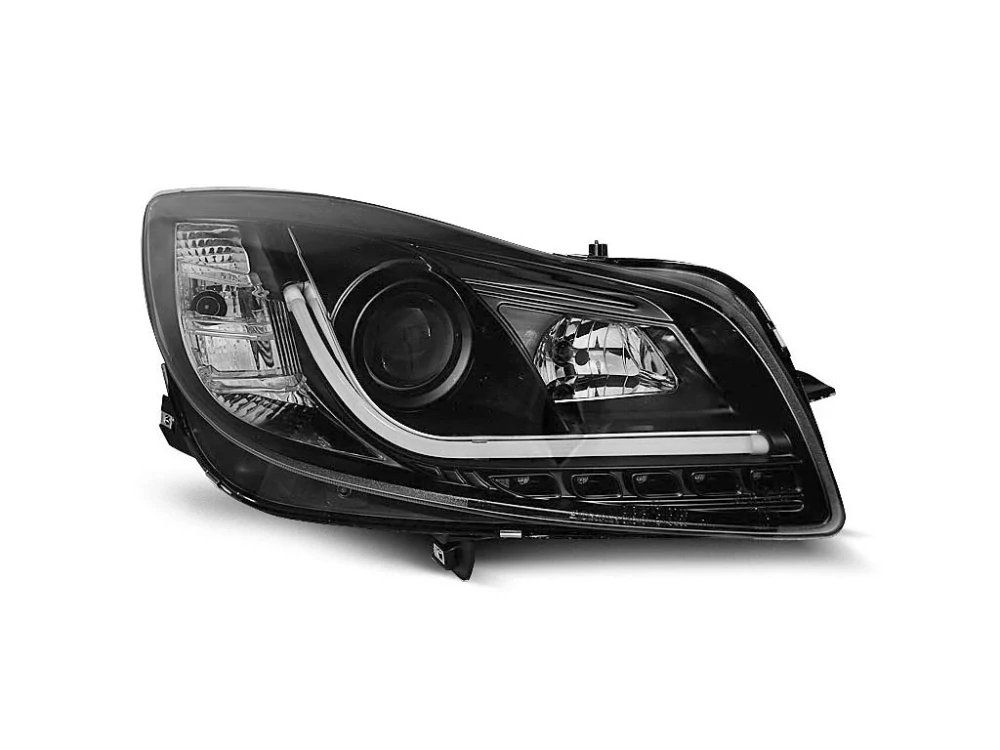 PŘEDNÍ SVĚTLOMETY, SVĚTLA, LAMPY OPEL INSIGNIA, 2008-2012, TUBE LIGHT, LED, ČERNÉ BLACK
