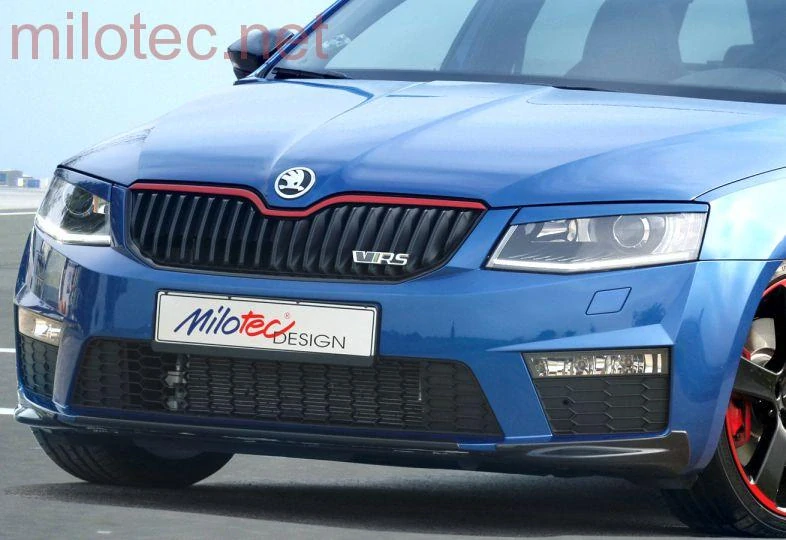 Racing lišta na přední masku - červená, Škoda Octavia III. (všechny modely)