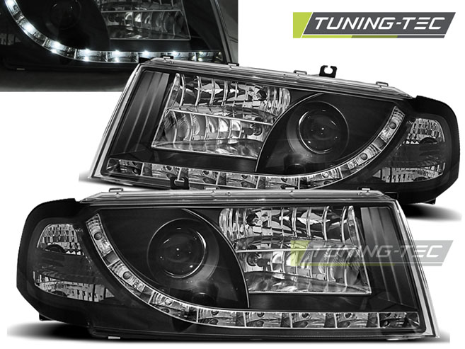 Přední světla Škoda Octavia 1, 2001-2008, LED Daylight, černé black