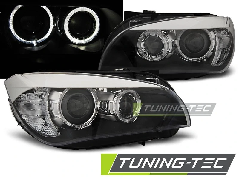 Přední, světla, světlomety, lampy BMW X1, E84, 2009-2012, Angel Eyes, černé black