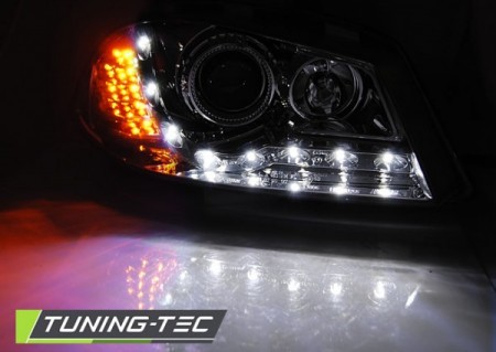 PŘEDNÍ SVĚTLA, LAMPY SEAT IBIZA 6L, 2002-2008, LED+LED BLINKR, CHROM