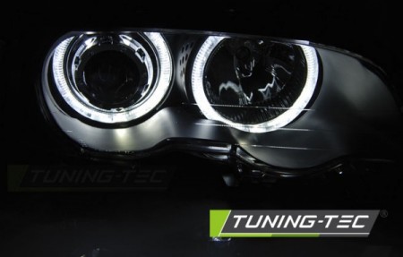 Přední světla BMW E46 Coupe Cabio 99-03 LED Angel Eyes - černé