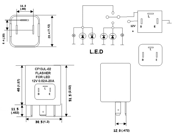 Přerušovač blinkrů LED, 12V, 0,02-10A pro japonské vozy