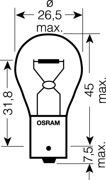 OSRAM 12V P21W (BA15s) 21W standard (10ks)