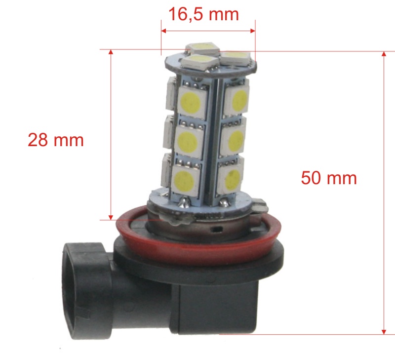 LED H8 bílá, 12V, 18LED/3SMD