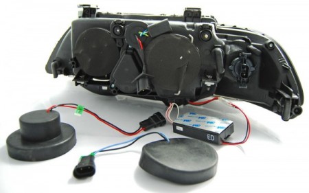Přední světlomety, světla, lampy BMW E39, 1995-2003, Angel Eyes CCFL, black černé