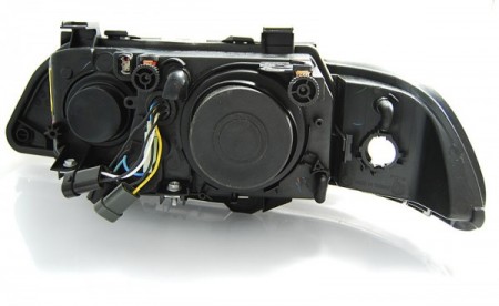 PŘEDNÍ SVĚTLOMETY, LAMPY BMW E39, 1995-2003, ANGEL EYES LED, BLACK ČERNÉ