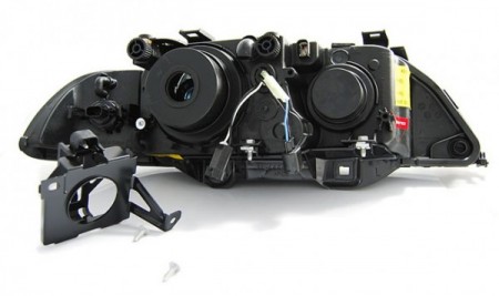 PŘEDNÍ SVĚTLOMETY, LAMPY BMW E39, 1995-2003, ANGEL EYES LED, XENON BLACK ČERNÉ