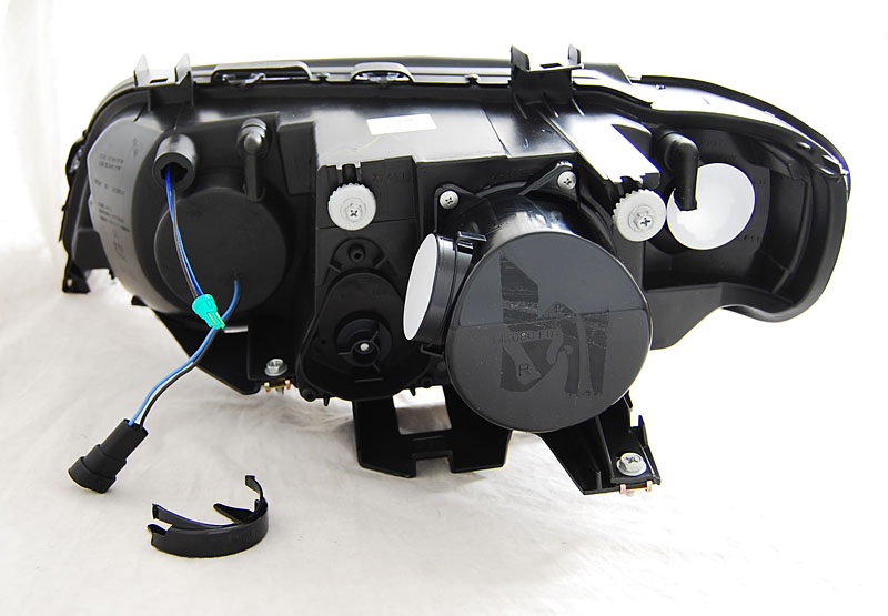 PŘEDNÍ SVĚTLOMETY LAMPY BMW X5, XENON 1999-2003, ANGEL EYES, LED, ČERNÉ BLACK 