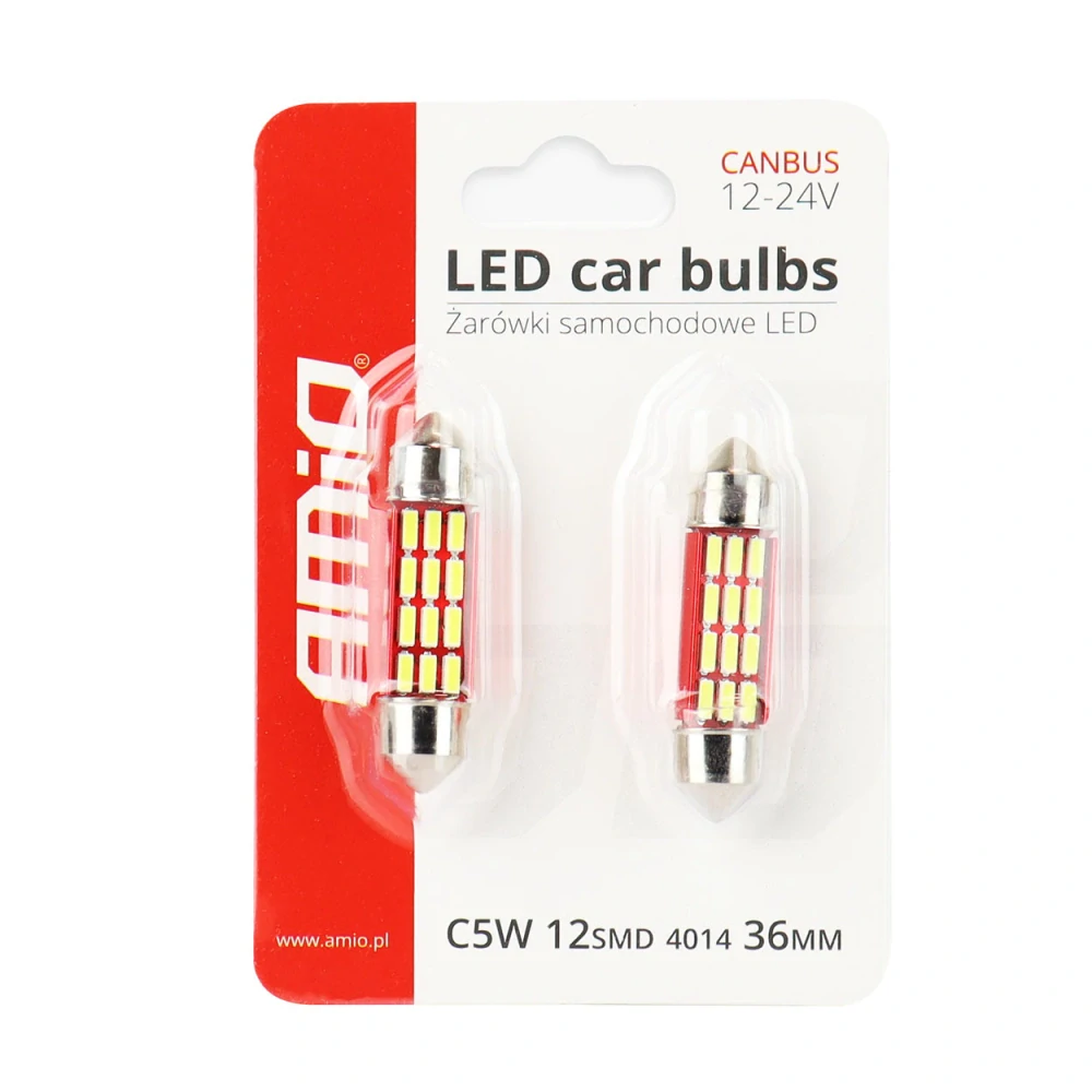 CAN-BUS sufitové žárovky s chladičem 12 SMD LED, 36 mm, bílé 5500K
