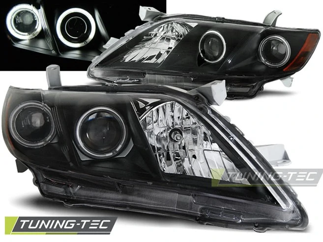 Přední světla Toyota Camry 6 XV40 06-09 Angel Eyes - černé