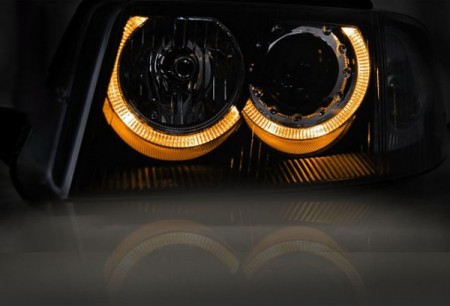 PŘEDNÍ SVĚTLOMETY, SVĚTLA, LAMPY VOLKSWAGEN PASSAT 3BG, 2001-2004, ANGEL EYES, ČERNÉ, BLACK