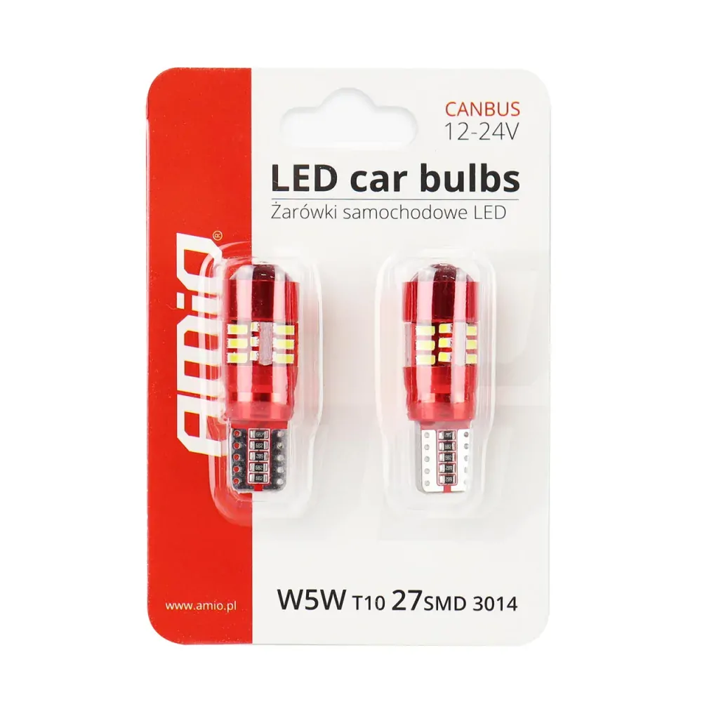 LED žárovky W5W T10 27 SMD LED s čočkou, CAN-BUS, 2 ks 