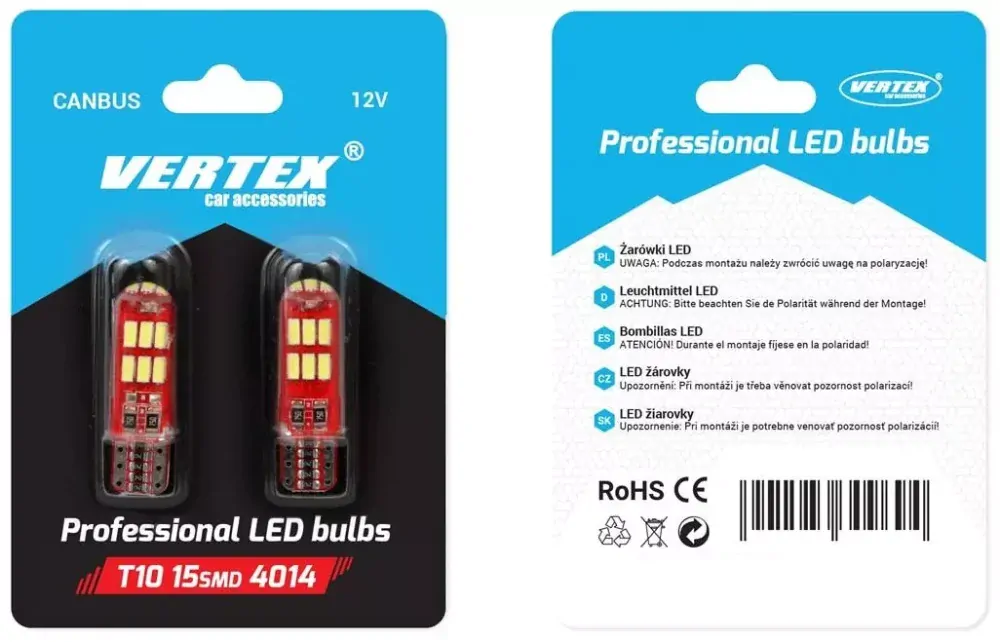 LED parkovací žárovky T10 - 15 SMD CAN-BUS, bílé 6000K (2 ks) - Amio