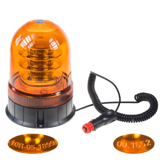 LED maják, 12-24V, 18x3W, oranžový magnet, ECE R65