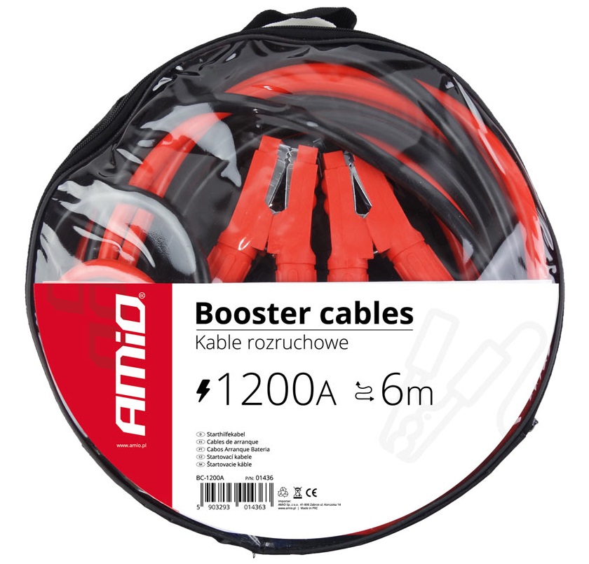 Startovací kabely 1200 A - délka 6 metrů - Amio BC-1200A