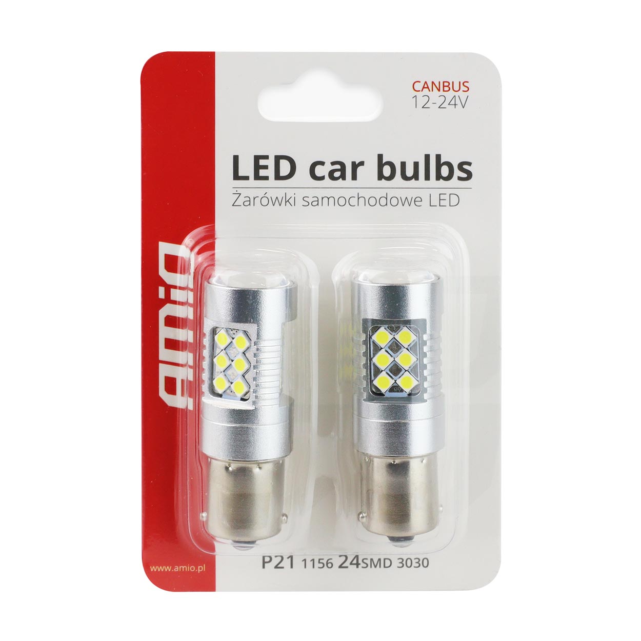 LED ŽÁROVKY BA15S CAN-BUS - 24 SMD BÍLÉ (2 KS) - AMIO