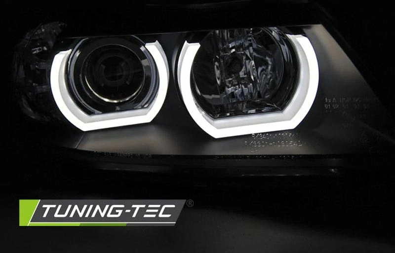 Přední světla xenon D1S 3D LED angel eyes BMW E90,E91 2005-2008 černá