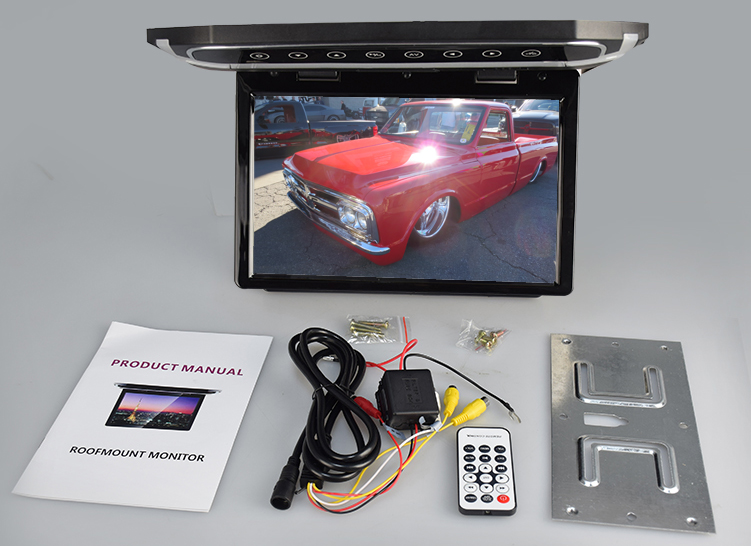 Stropní LCD monitor 10,1" černý s HDMI/microSD/IR/FM, ultra tenký