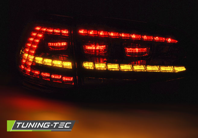 ZADNÍ SVĚTLA LED VW GOLF 7, 2013-, GTI LOOK ČERVENÁ,KOUŘOVÁ S DYNAMICKÝM BLINKREM