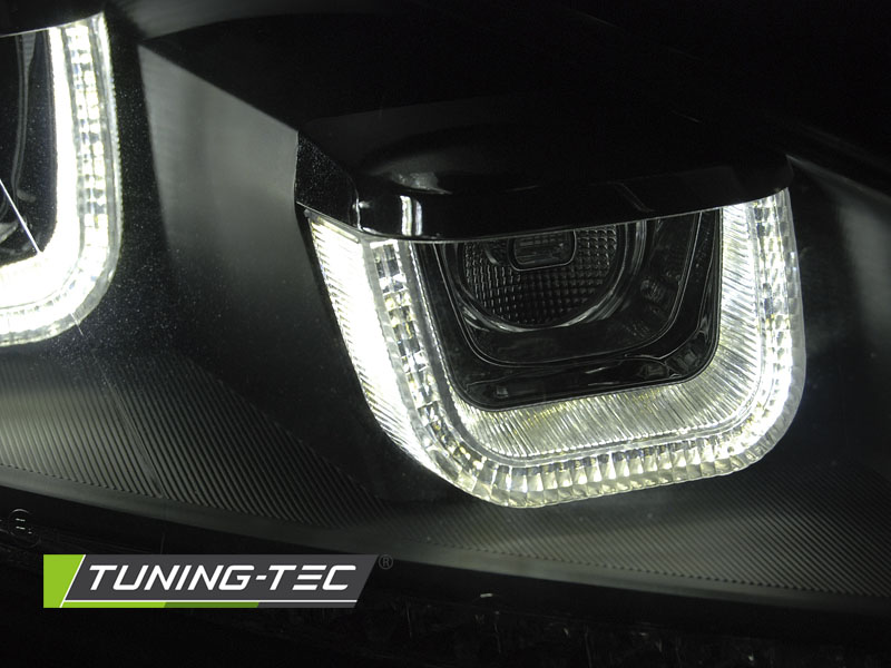 Přední světla VW Golf 6, 2008-2012, u-type s led dynamickým blinkrem, černá