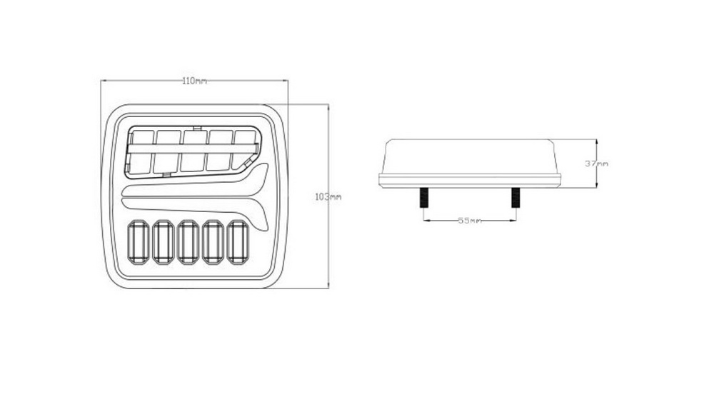 2x Sdružená aku lampa zadní LED s bezdrátovým připojením k 7pin zástrčce, ECE R10