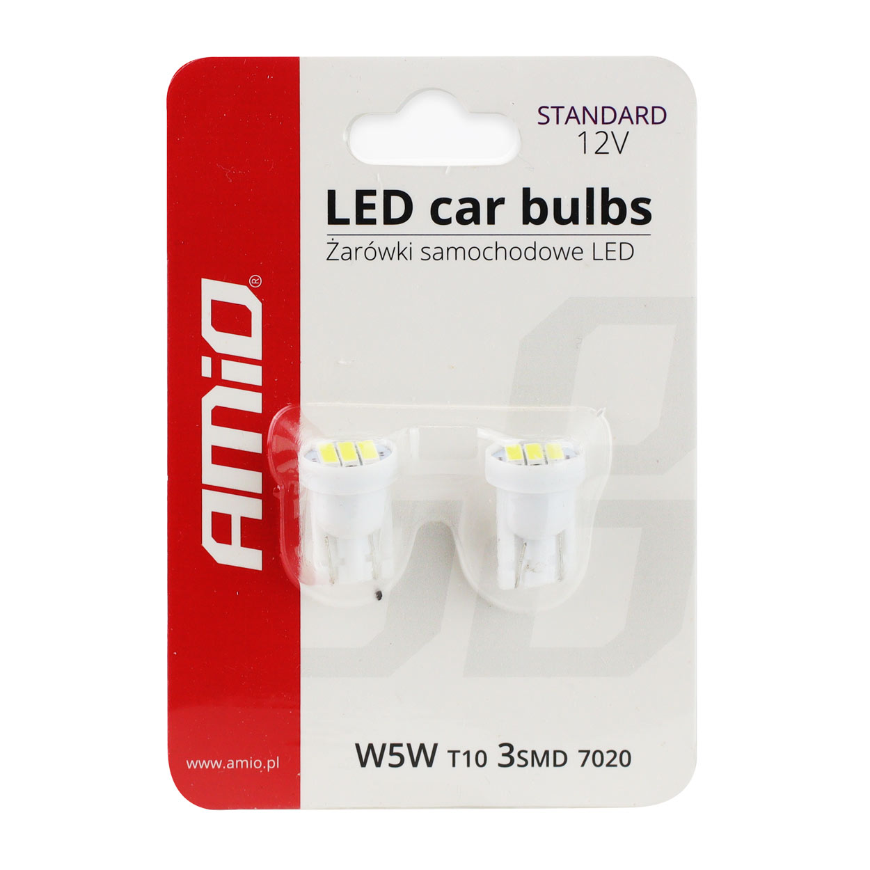 LED žárovky W5W T10 3 SMD LED, bílé, 2 ks AMIO