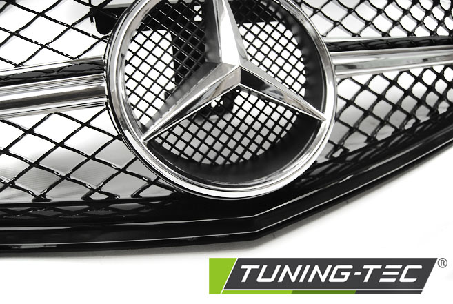 Přední maska Mercedes W204, 2007-2014, styl C63, černá-chrom
