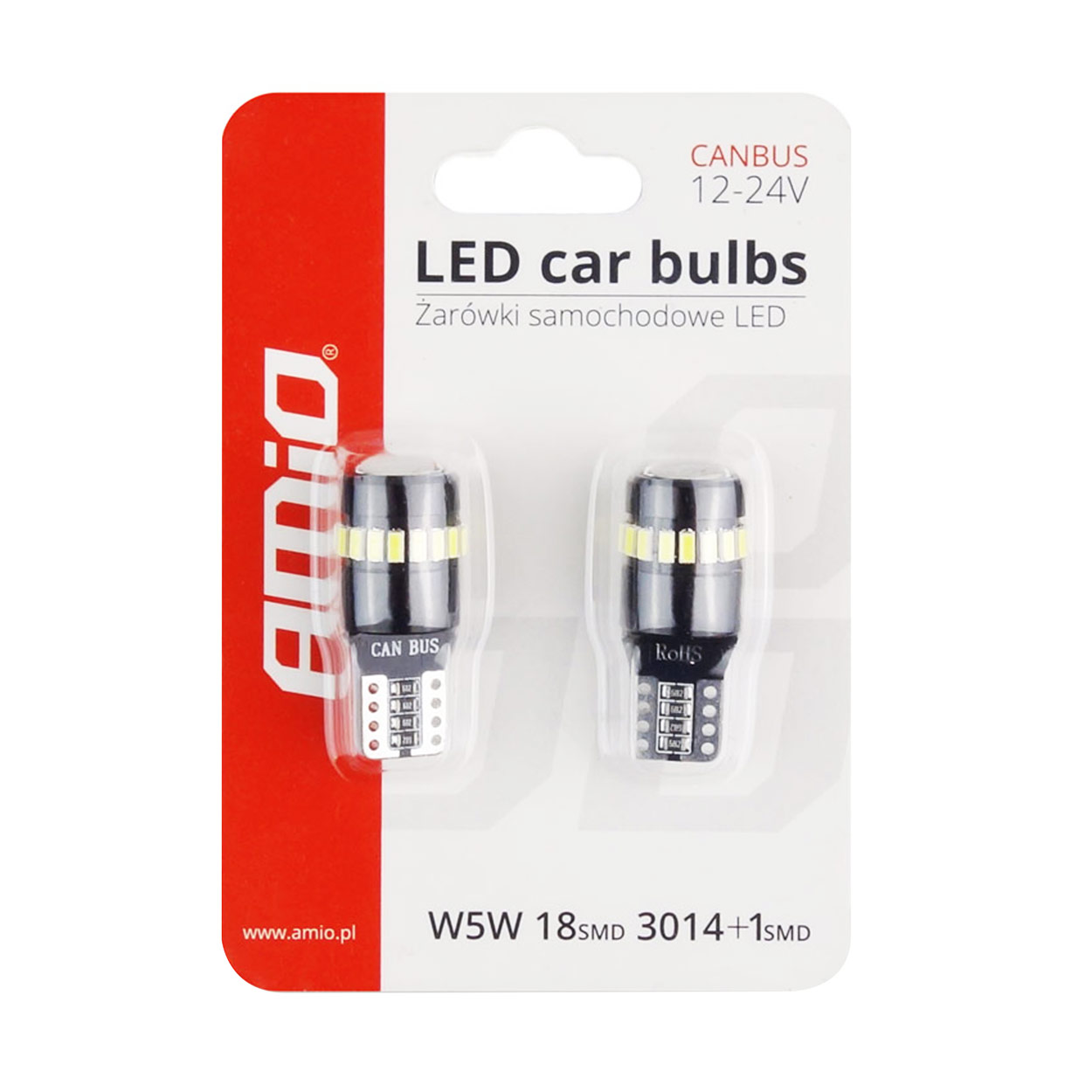 LED ŽÁROVKA CANBUS 18SMD 3014 + 1SMD 1SMD T10 W5W White 12V/24V
