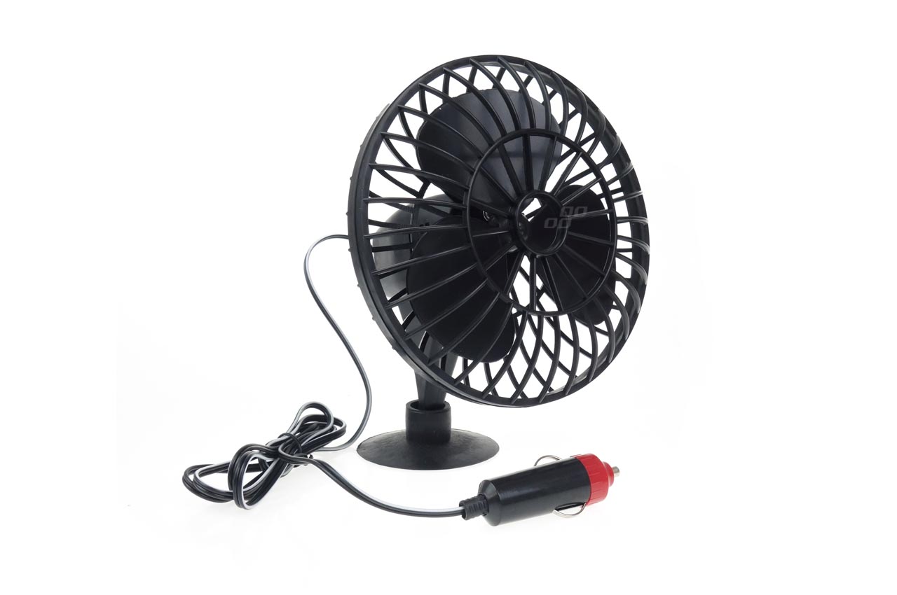VENTILÁTOR DO AUTA 12V - PLASTOVÝ S PŘISAVKOU - AMIO