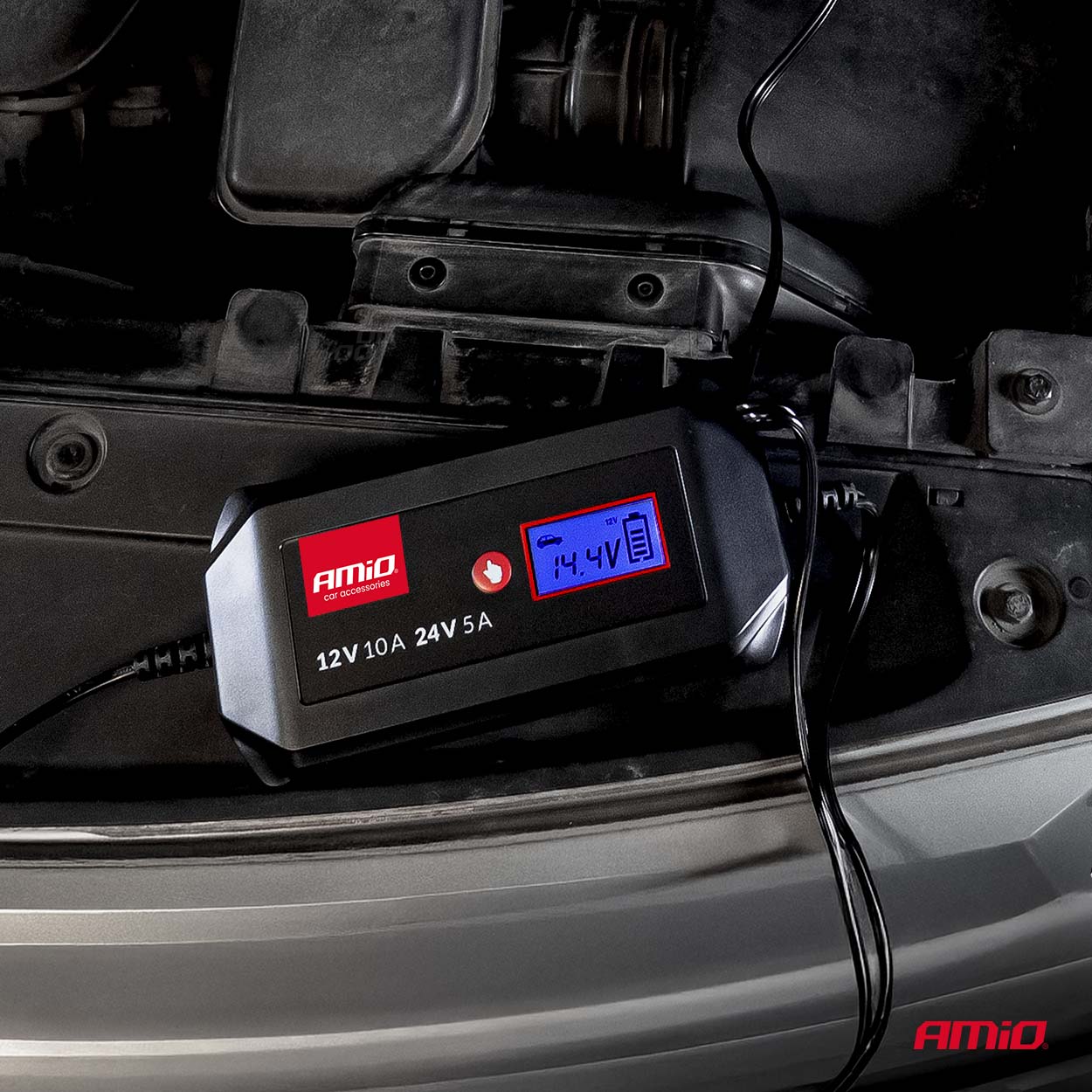 Inteligentní nabíječka AMIO 12V/24V 10A (12V 50-100Ah | 24V 50Ah)