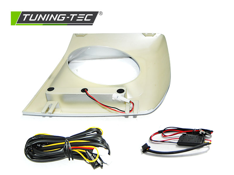 RÁMY SVĚTLOMETŮ S DENNÍM SVÍCENÍM, MERCEDES W461, W463, 2001-2012, LED DRL, STŘÍBRNÉ