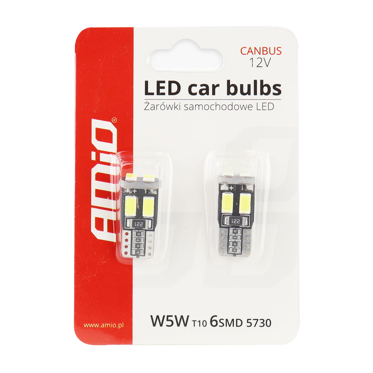 LED ŽÁROVKY T10 6SMD-2 5730, CANBUS - BÍLÉ 2KS