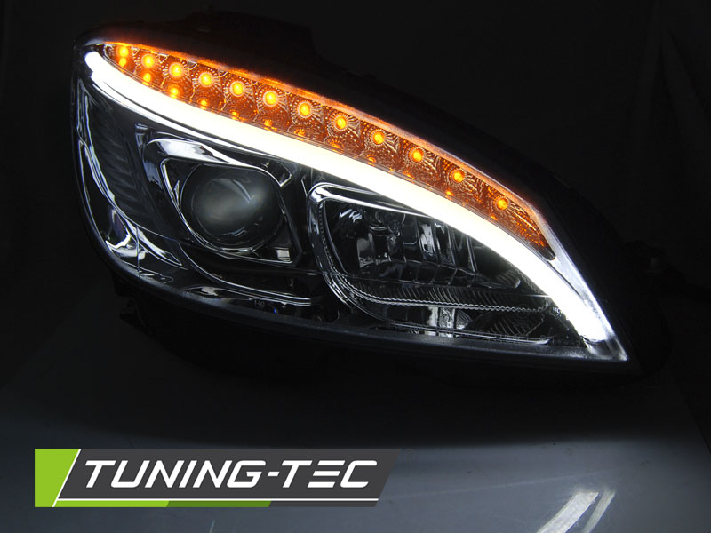 Přední světla, světlomety Mercedes C W204, 2007-2010, Tube Light, chrom