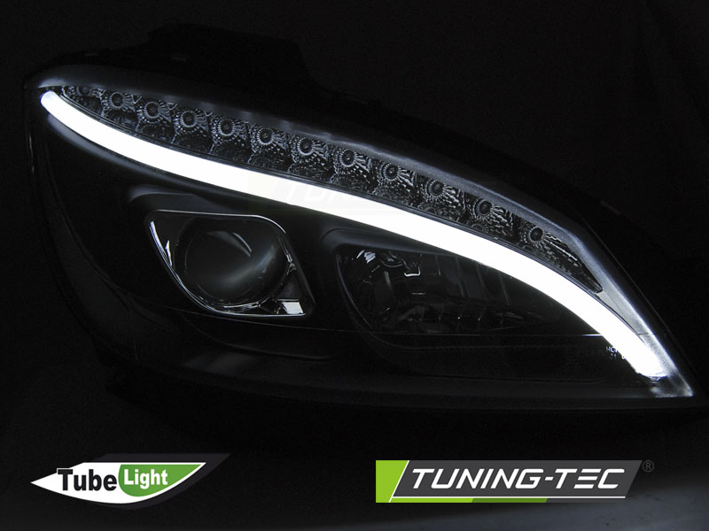 PŘEDNÍ SVĚTLA MERCEDES CLASSE C, W204, 2007-2010, TUBE LIGHT, SEQ, BLINKR DYNAMIC, BLACK