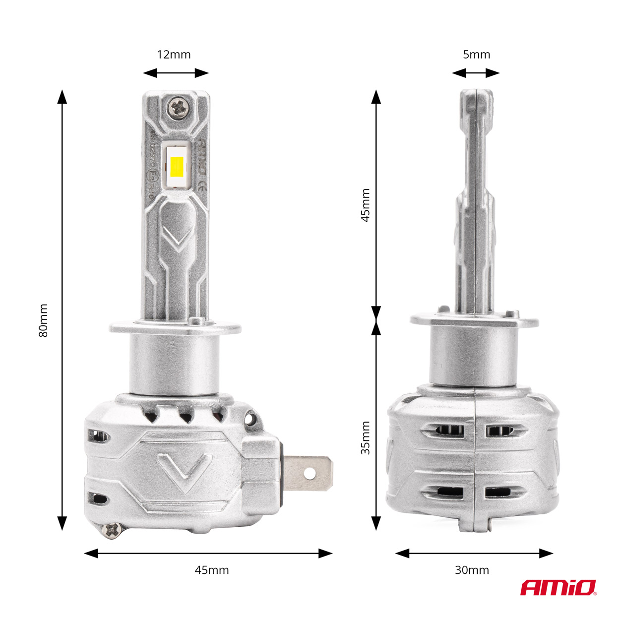 LED žárovky H1 AMIO LED X2 Series CAN-BUS, bílé 6500K | 7920 LM, 2 ks