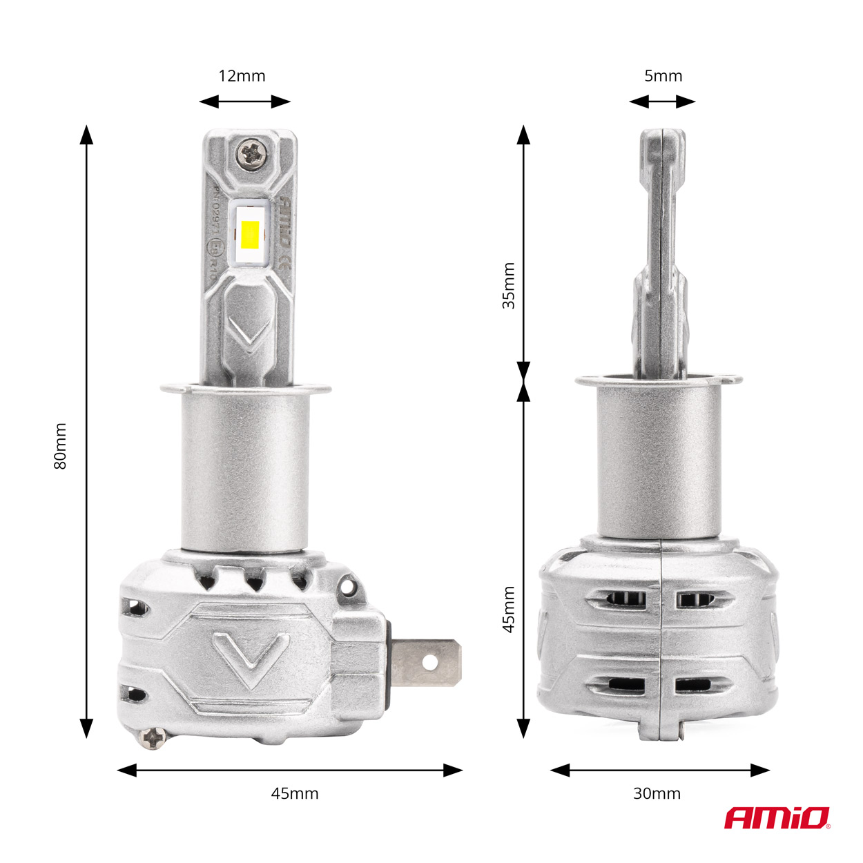 LED žárovky H3 AMIO LED X2 Series CAN-BUS, bílé 6500K | 7920 LM, 2 ks