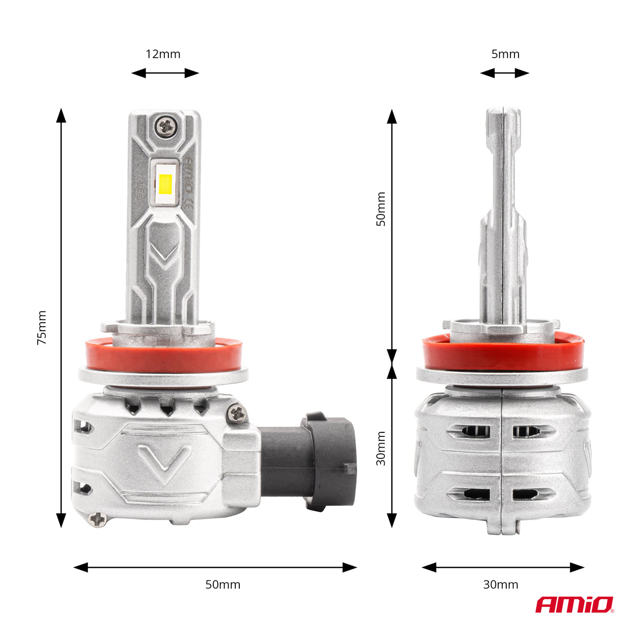 CAN-BUS LED žárovky H8 | H9 | H11 AMIO X2 6500K, 7920 LM, 2 ks