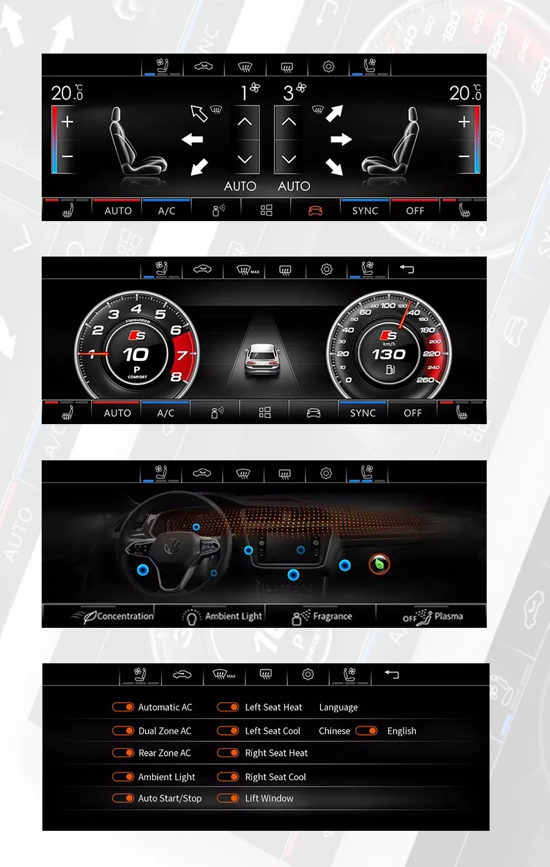 IPS dotykový panel klimatizace pro VW Golf VII