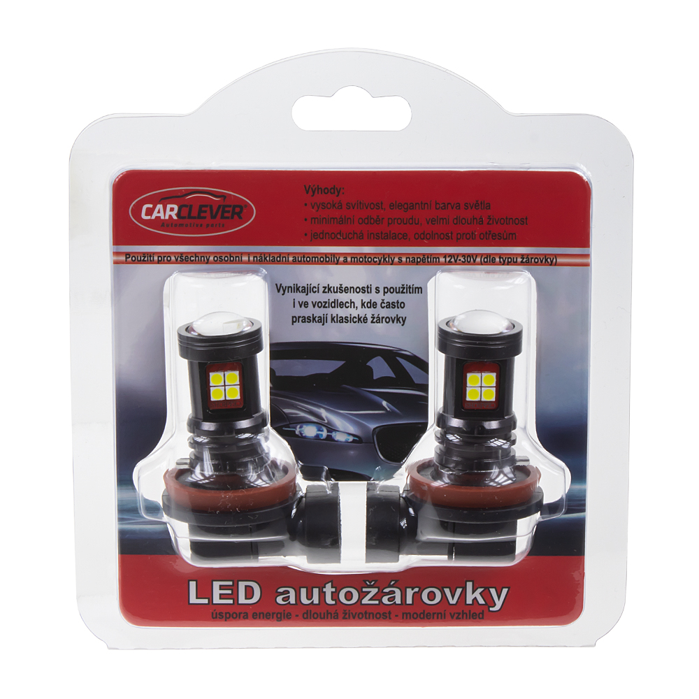 Turbo LED H8 bílá 10-50V, 15LED/2835SMD