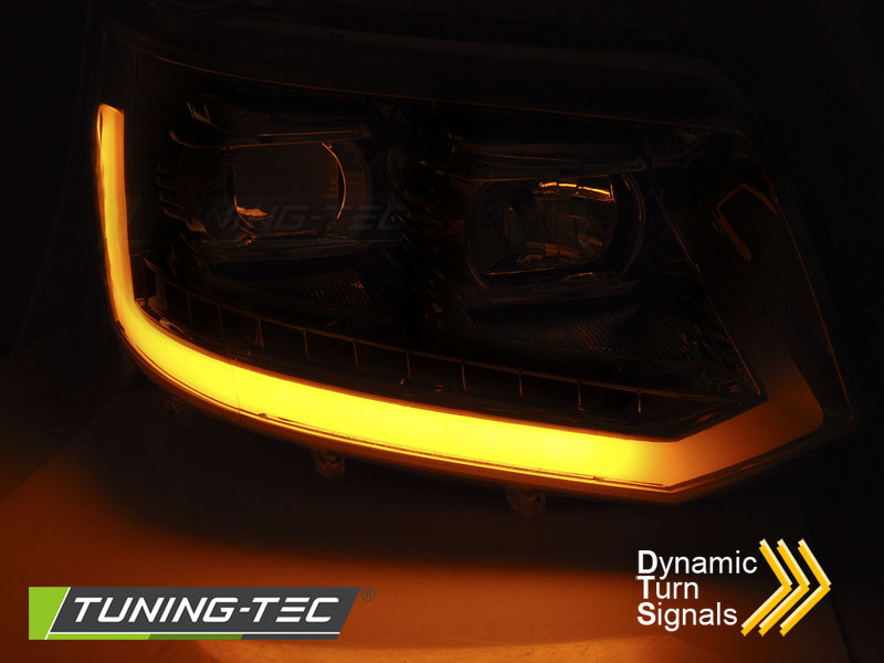 PŘEDNÍ SVĚTLA VW T5, 2010-2015, ČERNÁ S LED DYNAMICKÝM BLINKREM