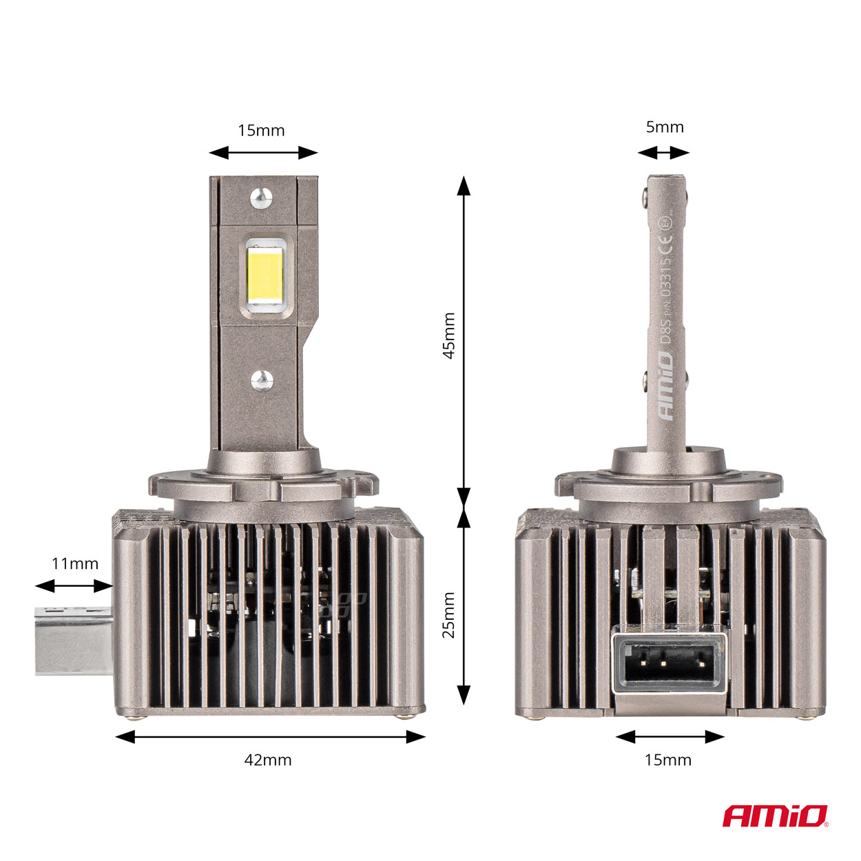 LED žárovky D8S AMIO LED XD Series CAN-BUS, bílé 6500K | 8600 LM, 2 ks