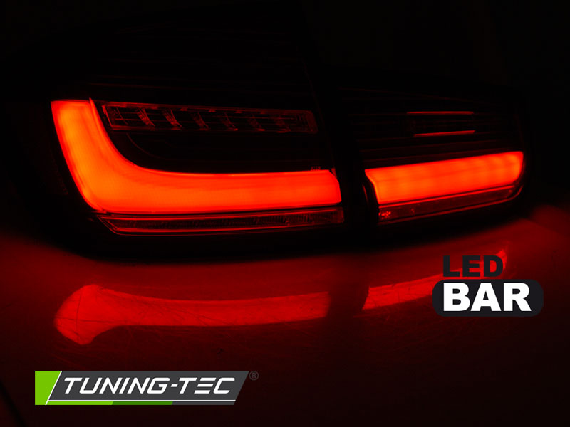 ZADNÍ SVĚTLA, LED SVĚTLOMETY, LAMPY BMW F30 2011-2018, LED BAR, SEQ, ČERNÉ KOUŘOVÉ
