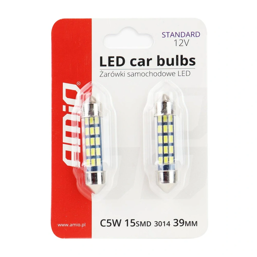 Sufitové LED žárovky 15 SMD LED, 39 mm, bílé - AMIO