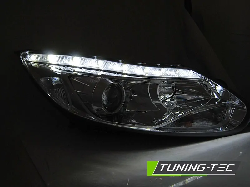 PŘEDNÍ SVĚTLA, SVĚTLOMETY, LAMPY FORD FOCUS MK3, 2011-2014, LED, CHROMOVÉ